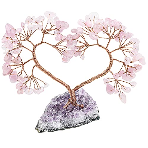 Nupuyai Rose Quartz Crystal Tree with Amethyst Cluster Base - Image 2