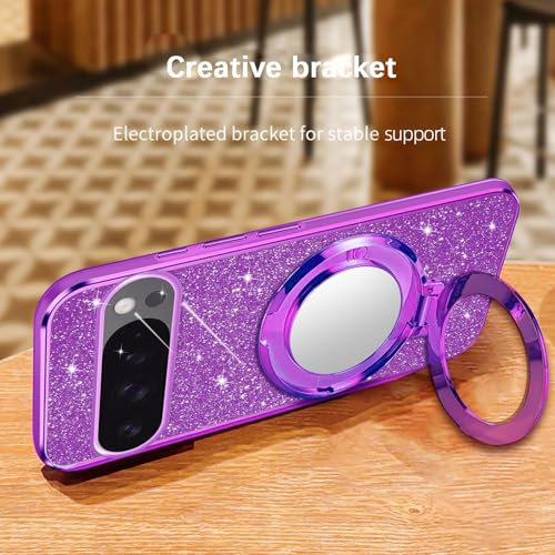 Coque Google Pixel 9 Pro XL violette avec anneau miroir support - 6