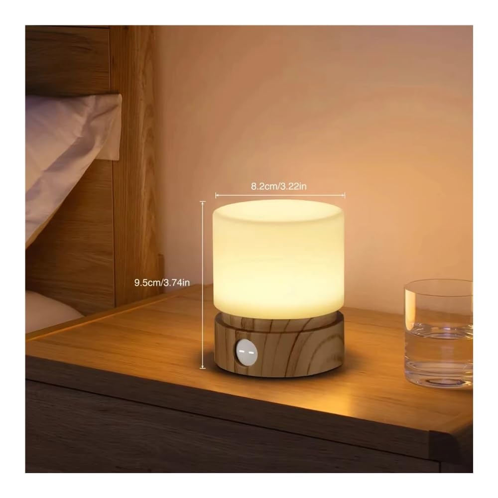 Luce notturna con timer, piccola lampada a LED da comodino per camera da letto, per allattamento, dimmerabile, ricarica USB, luce bianca calda (bianco)