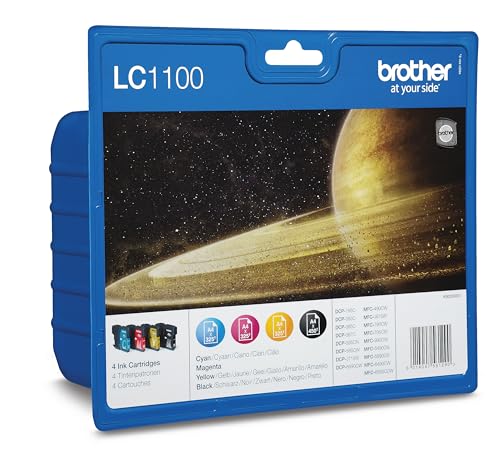 Brother LC1100VALBP   Pack de 4 cartuchos de tinta BK/C/M/Y (duración hasta 450 págs/negro y 325 págs/color según ISO/IEC 24711)
