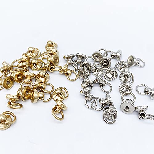 40 Pcs Round Head Rivet Studs Diy Leather Craft Rivets With Pull Ring Metal Rivet Studs, For Purse Wallet Phone Case Handbag Decoration Bag Shoes (Silver, Golden) #TOP2