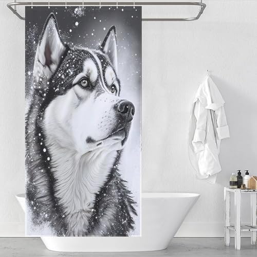 Rideau de douche loup imperméable lavable rideau salle de bain polyester - 2