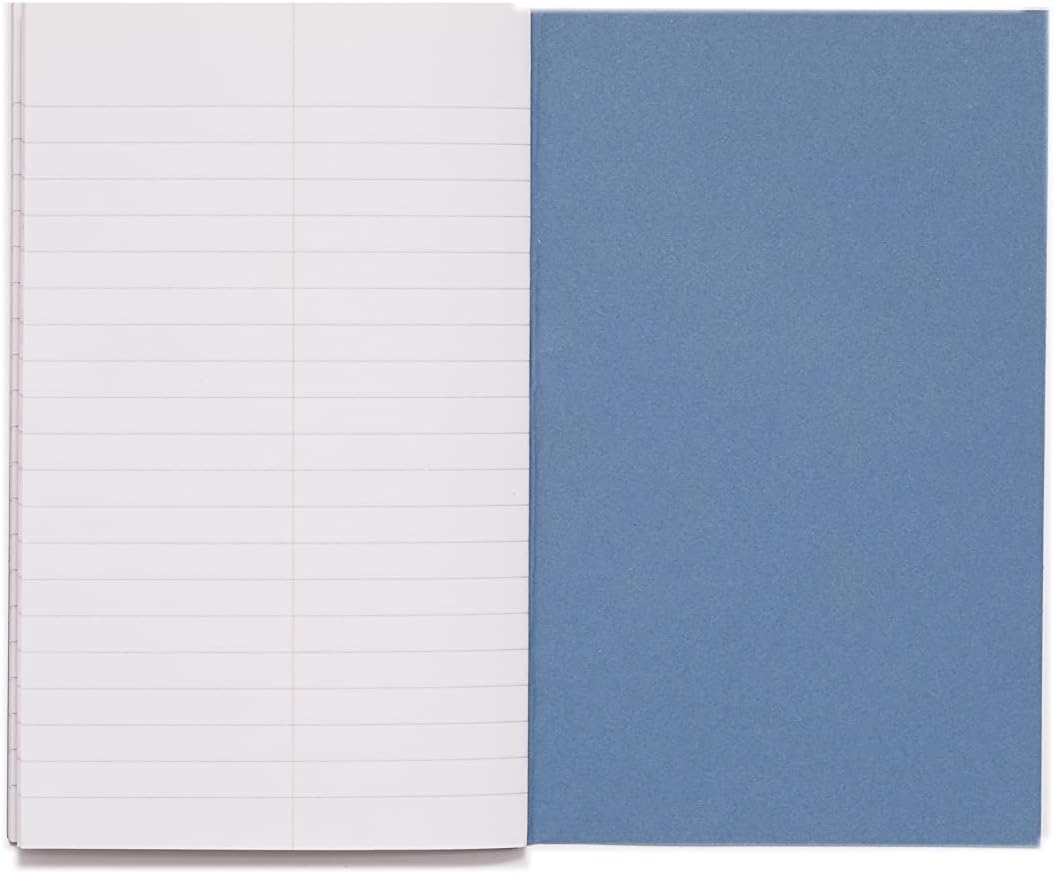 Rhino A6+ Schulhefte, 48 Seiten/7 mm liniert, mit Mitte-Rand, Notizbuch, 100 Stück, Schreibbuch, Büro- und Schulbedarf, Hellblau
