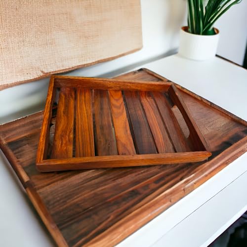 Image of Wood Tray Serving Tray Wooden Tray for Dining Table,Wooden Tray for Kitchen Organizer, Size 13x inches(Rectangle Tray)