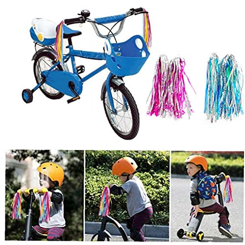 Fietslinten Childrens Stuur Streamers Fietsgrepen Kleurrijke Reflecterende Scooter Kwasten Roze Blauw 2 Paren - Image 8
