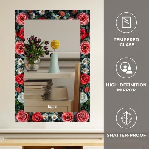 Image of KERLIX 12x18 Inch Rectangular Wall Mirror CNC Polished Finish, Modern Decorative Mirror for Bathroom, Bedroom, Living Room & Entryway