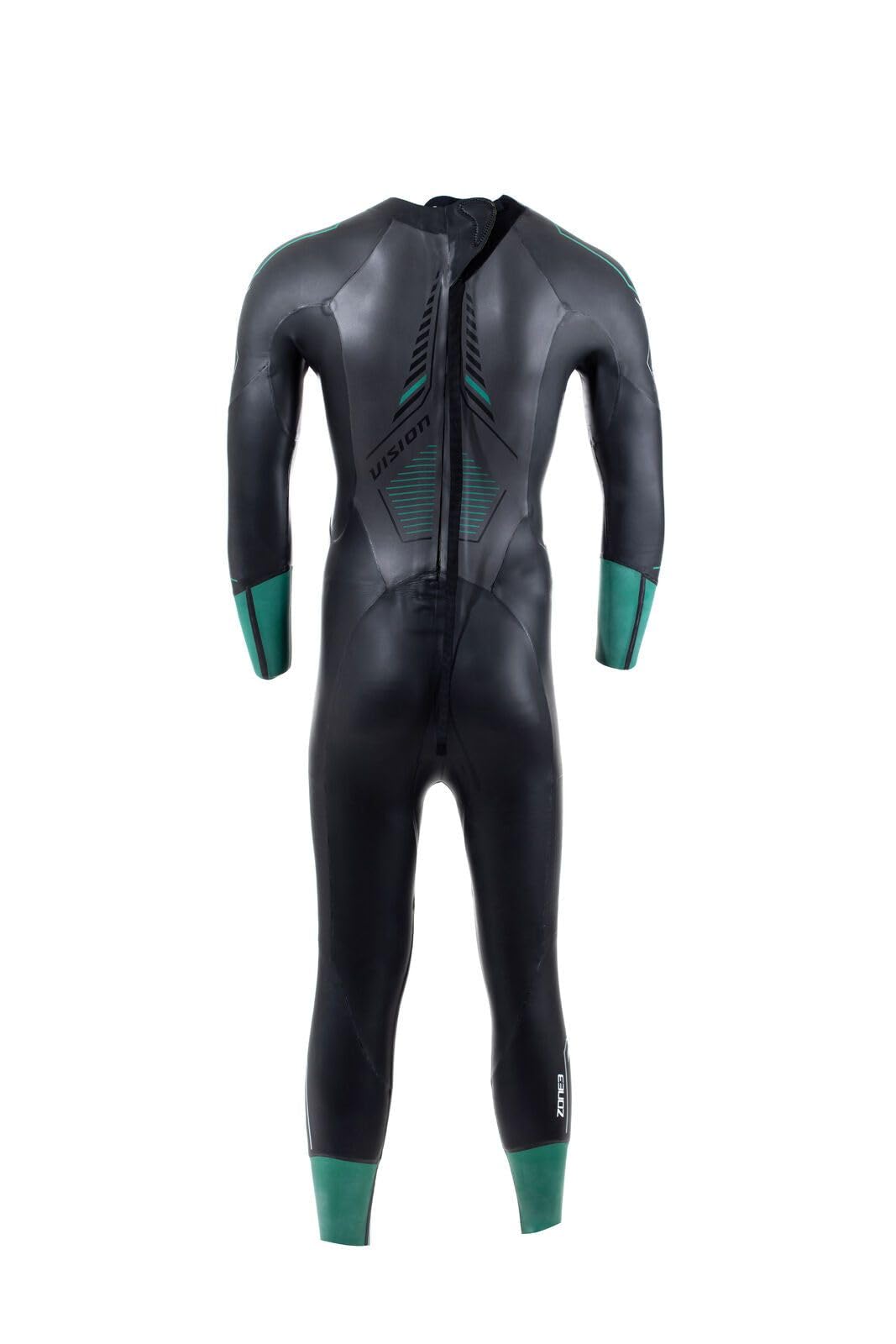 2024 Zone3 Herren Terraprene Vision Back Zip Swim Wetsuit WS24MVIS101 - Black/Forest Green