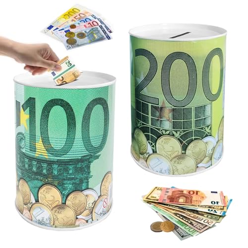 CHmiss Sparbüchse, 2 Stück Wunscherfüller Spardose aus Blech, Metall...