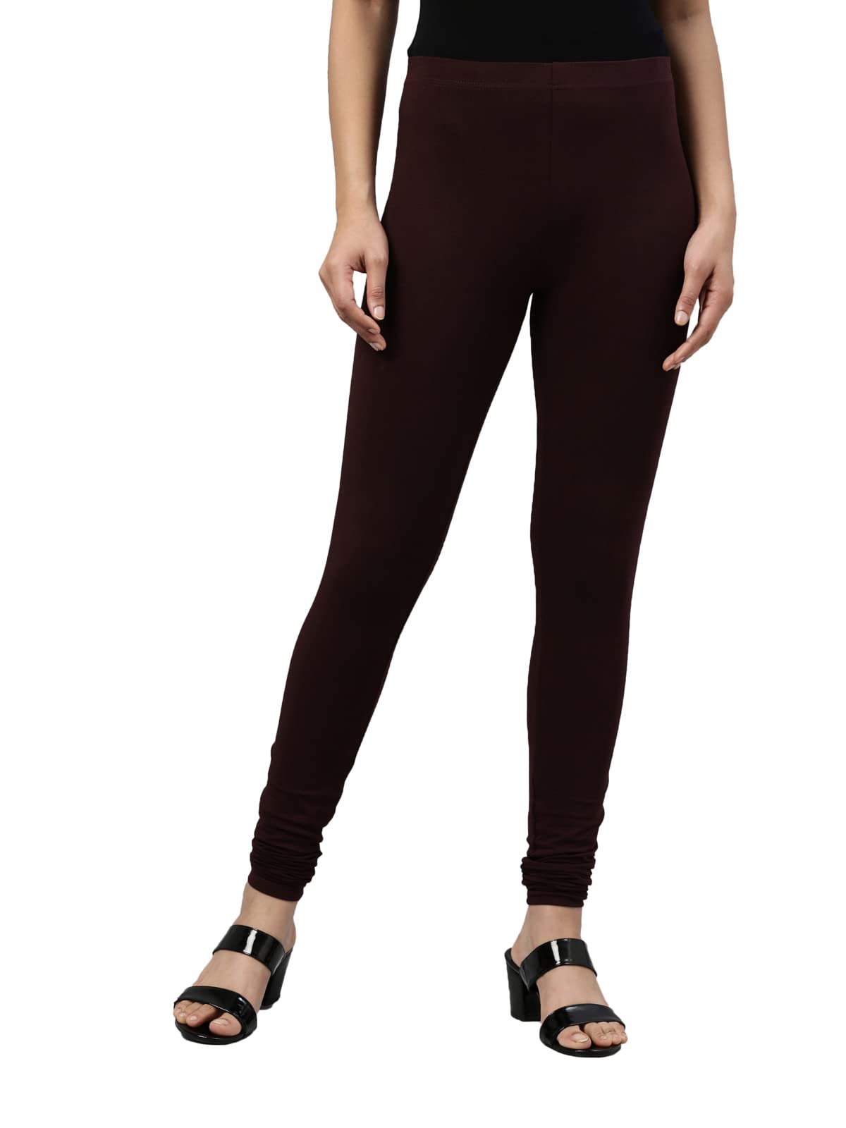 GO COLORS Women Dark Wine Mid Rise Cotton Churidar Length Leggings - L (B096S25LL5) Amazon Price History, Amazon Price Tracker