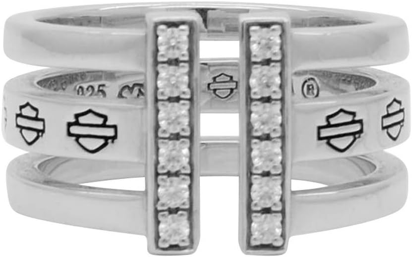 Harley-Davidson Women's Bling Bar & Shield Split Ring, Sterling Silver HDR0428