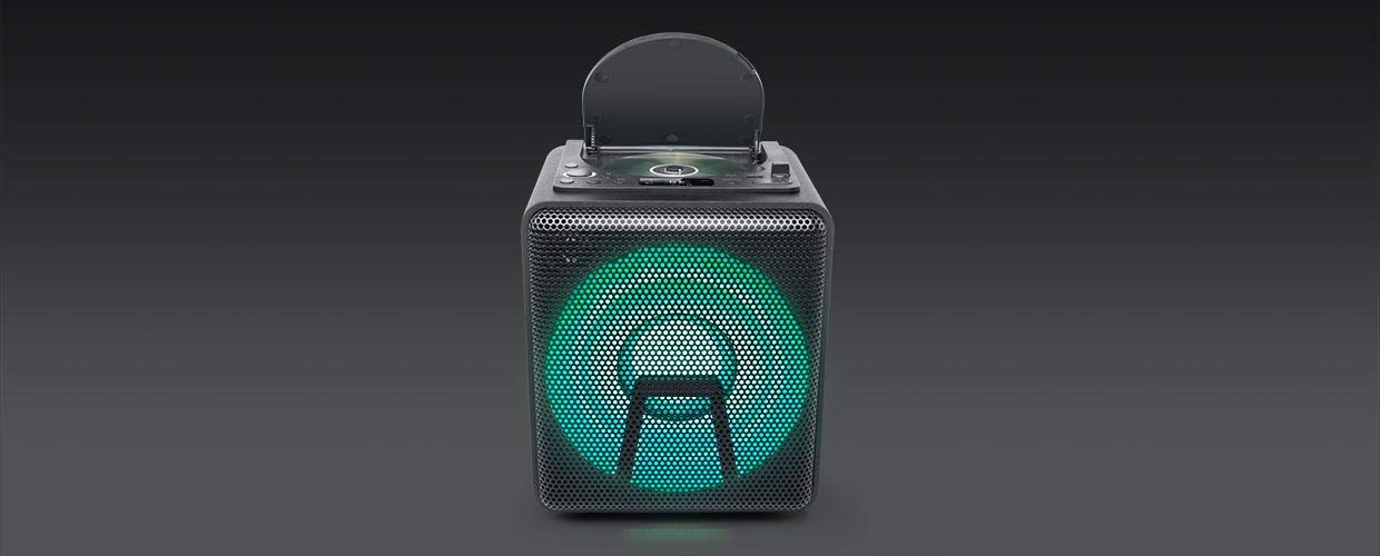 Muse Enceinte de fête, Bluetooth, avec batterie, lecteur CD et effets lumineux (USB, AUX), noir 100 Watt Noir