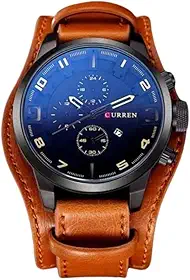Relógio Masculino de Luxo "Master Class" com Pulseira de Couro Marrom – Movimento Quartzo, Resistente à Água e Choque, Design Robusto e Sofisticado – Acompanha Caixa Premium