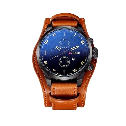 Relógio Masculino de Luxo "Master Class" com Pulseira de Couro Marrom – Movimento Quartzo, Resistente à Água e Choque, Design Robusto e Sofisticado – Acompanha Caixa Premium