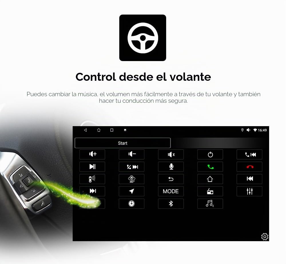 Radio de coche Android 14 de 9 pulgadas para Renault Kangoo 2009 – 2018, compatible con coche inalámbrico Carplay/Android, control del volante, WiFi/4G, AM/FM 4 núcleos, 2 GB y 64 GB