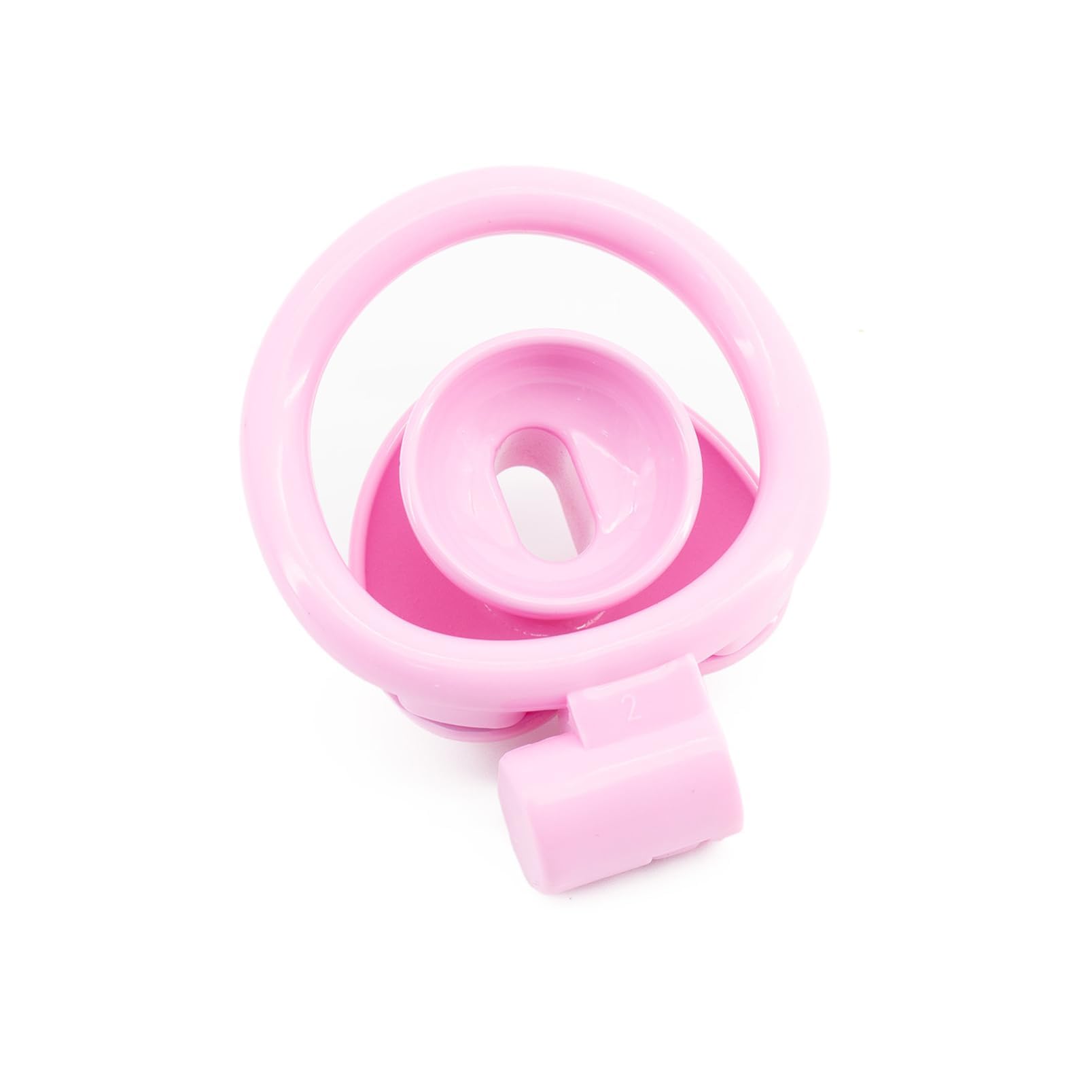 Gabbia per pene cava con cinturino in pelle a tre vie e 4 anelli per il pene, giocattolo sessuale per uomini, cintura di castità per schiavitù e contenimento del pene (Pink,S)