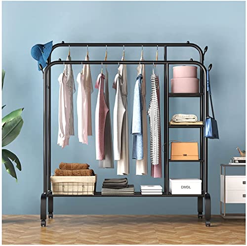 Porte-vêtements double rail suspendu à roulettes noir extensible - 2