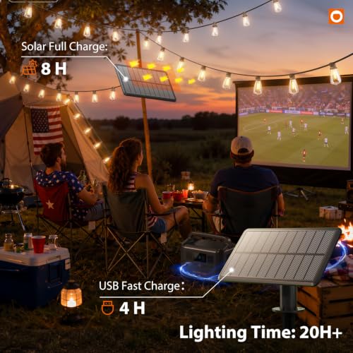 Image of addlon 72FT Solar String Lights Waterproof with Remote & USB, Patio Lights Solar Powered with LED Shatterproof Bulbs Dimmable for Backyard