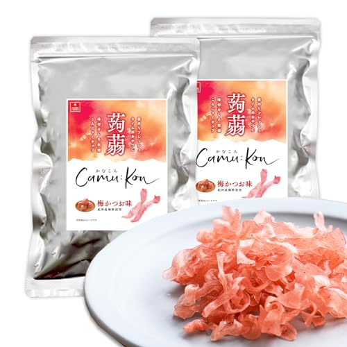 アスザックフーズ かむこん こんにゃくのおやつ 梅かつお味 [罪悪感のないヘルシーなおやつ] 国産蒟蒻 おつまみ ジャーキー 梅かつお 75g ×2袋のサムネイル