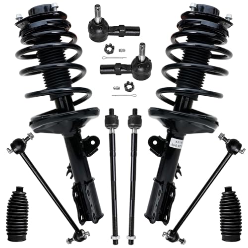 Image of Detroit Axle - 10pc Front Suspension Kit for Toyota Sienna 1998-2003, 2 Ready Struts 2 Sway Bars 4 Inner Outer Tie Rods 2 Boots 1999 2000 2001 2002 Replacement