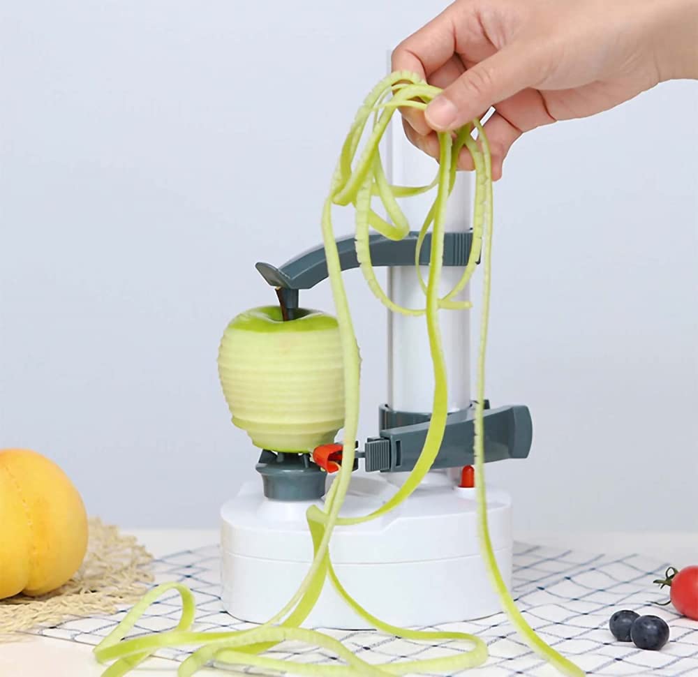 JDF-Pelapatate Elettrico per Cucina Pelapatate per Zucchine Carota Automatico Pelapatate Elettrico Pelapatate Pelapatate per Mele Arancio Mango Limone Kiwi Ruota-white