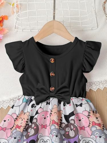 Image of Buy & Try Lycra Panda Printed Girls Frock Dress| Short Sleeve Frock for Kids.