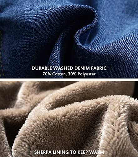 Image of EXEKE Men's Fleece Lined Denim Trucker Jacket Warm Winter Coats