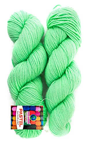 Image of Wool Pastel Color Acrylic Hand Knitting Yarn (Light Fern Green) (Hanks-300Gms)