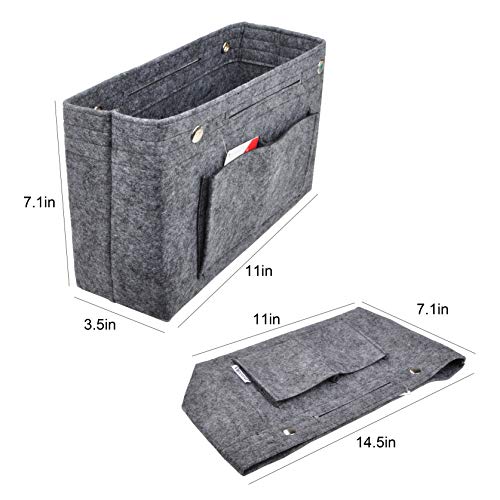 Vercord Felt Purse Tote Organizer Insert Divider Inside Handbag for Women Medium Grey by Vercord - Image 5