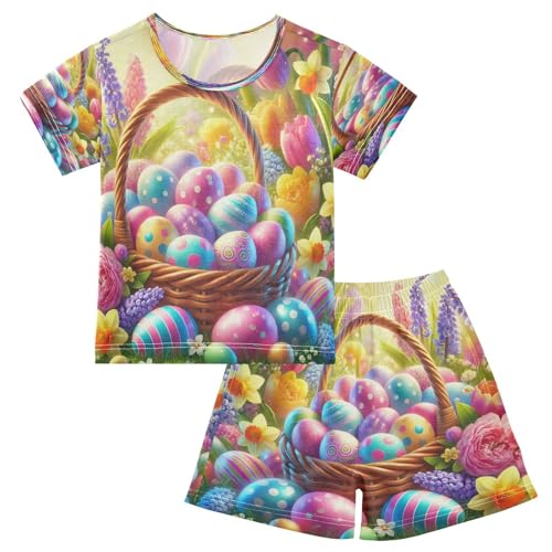 Easter Egg Flowers Pajama Set Short Sleeve Nightwear Soft Clothes Set Summer Pajamas Cotton 5Y