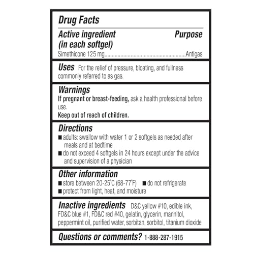 Simethicone 125 mg Softgels - Equate Extra Strength Gas Relief for Adults, Abdominal and Stomach Discomfort-Fast Acting Relief 72ct (Pack of 1), Boxed by Fusion Shop Store
