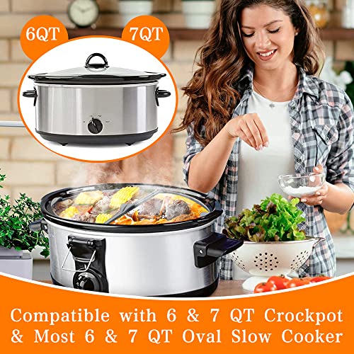 2 In 1 Reusable Slow Cooker Divider For 6Qt 7Qt Crockpot Divider Insert Silicone Slow Cooker Divider Insert Fits Hamilton Beach Crock-Pot Slow Cooker, Silicone Slow Cooker Liners For Crock Pot Liners #TOP2