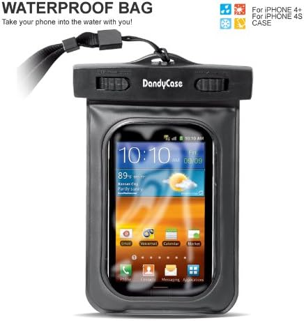 DandyCase Black Waterproof Case for Apple iPhone 4, 4S - Also Works with iPod Touch 3, 4, iPhone 3G, 3GS, & Other Smartphones - IPX8 Certified to 100 Feet [Retail Packaging by DandyCase]