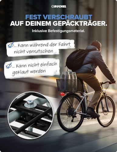 BÜCHEL Fahrradkorb hinten | XXL Jumbo Pro inkl. Befestigungsmaterial für Fahrrad Gepäckträger | bis 10kg Traglast | Fahrradkorb für Kinderfahrrad (XXL Jumbo Pro inkl. Regenschutz)