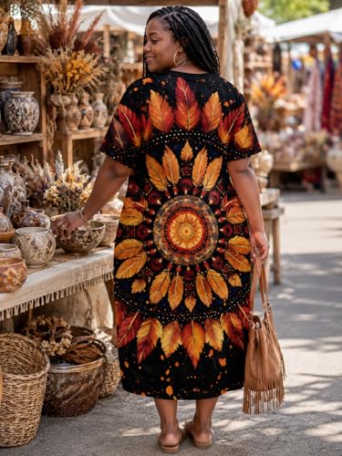 Image of SUZONANA Plus Size Dresses for Curvy Women African Print American Dress Summer Outfits Casual Loose with Pocket