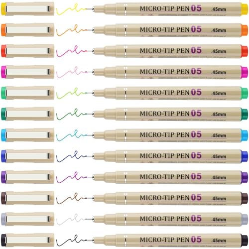 Image of URBAN BOX 12 Color Micro-Pen Fineliner Pen Set Ink Pens,Fine Point Liner Pen,Multi-Liner,Sketching,Anime,Artist Illustrating Drawing,Technical Drawing,Office Documents
