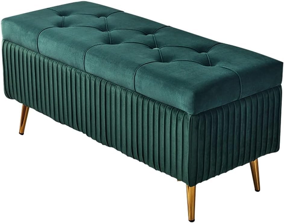 Taburete plegable de franela con almacenaje y funda para pasillo 80x40x45 cm