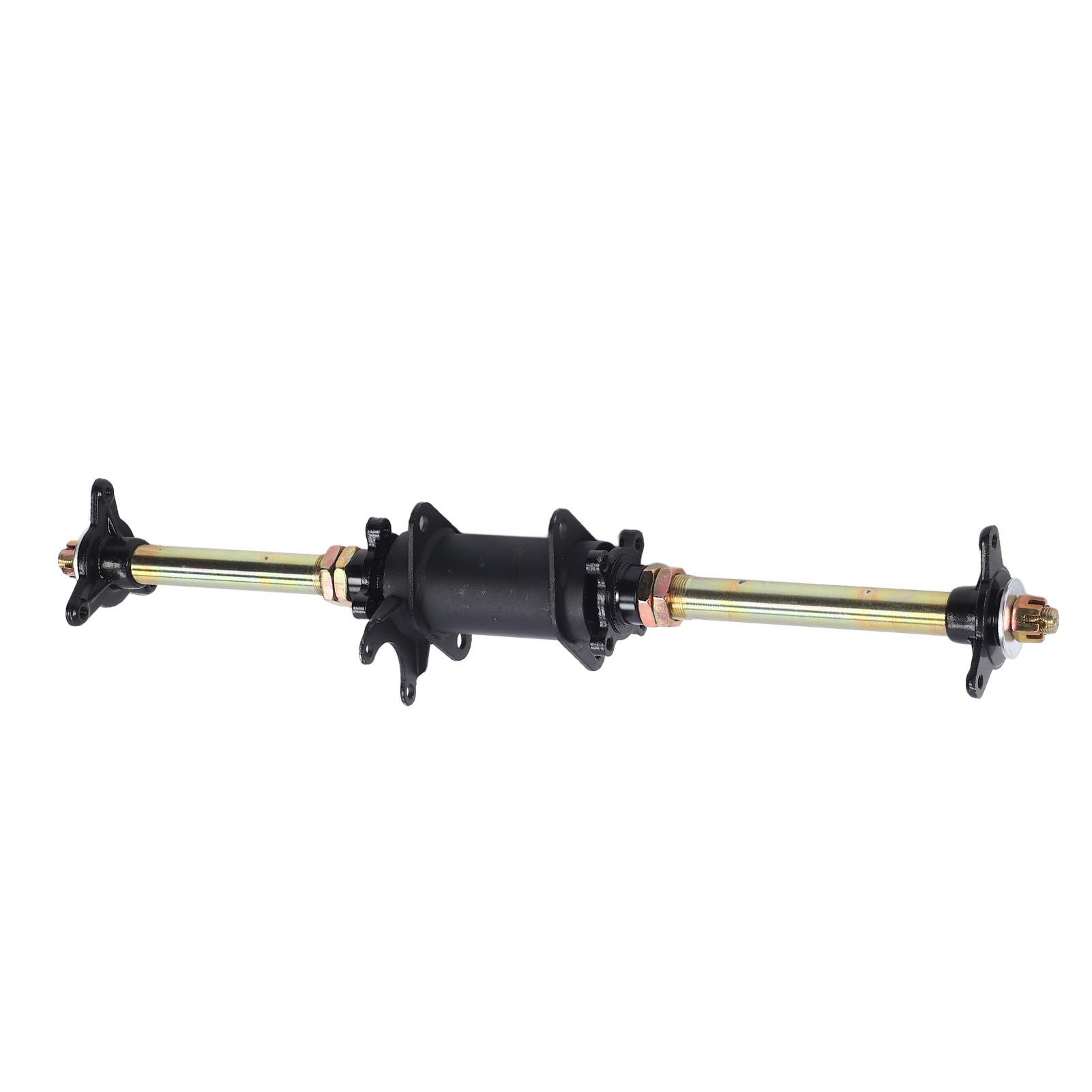 Drfeify Zestaw Tylnej Osi Gokartowej 650 Mm Zespół Tylnej Osi ze Stopu Stali Średnica 25 Mm z Kołem łańcuchowym Kołnierze Piasty Tarczy Hamulcowej do Gokarta ATV Drift Trike DIY