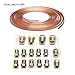25Ft 3/16 Brake Line Kit with 16 Brake Lines Fittings,Flexible Brakes Lines Repair Kit,Copper Brakes Line Tubing and Inverted Flare Fittings Set for Fuel,Transmission of Cars (Gold)