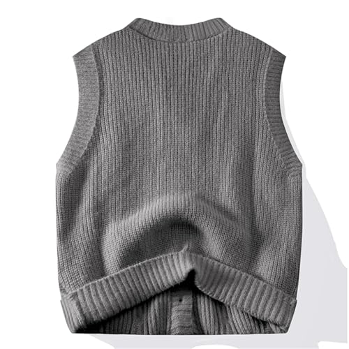 Zadaos Men's Winter Twisted Cable Knitted Buttons Vest Loungewear Casual Solid Color Twisted Knit Sleeveless Sweater4