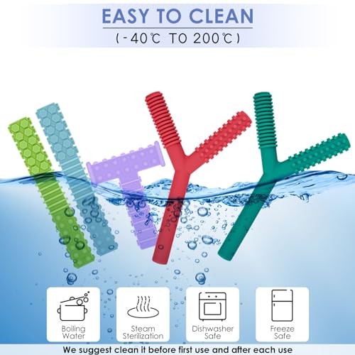 Image of ERKOON Sensory Chew Toys for Autistic Children, 5 Pack Silicone Chewy Tube Oral Motor Tools for Sensory Kids with Autistic, Biting ADHD, SPD, Nursing Teething Toys