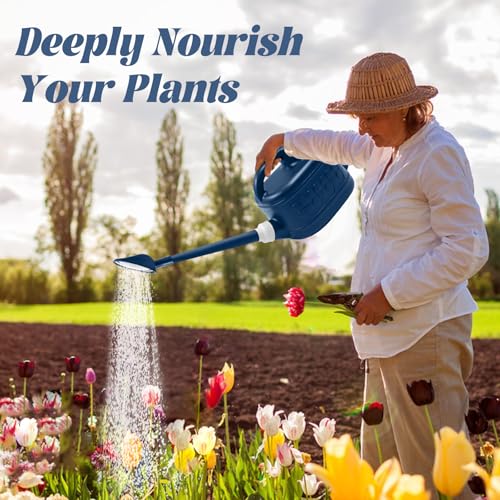Watering Can for Indoor & Outdoor Plants, Plant Watering Can with Stainless Steel Shower Head, 1 Gallon Plastic Water Can for Garden, Flowers, Vegetable, Greenhouse (Dark Blue) - Thumbnail 7
