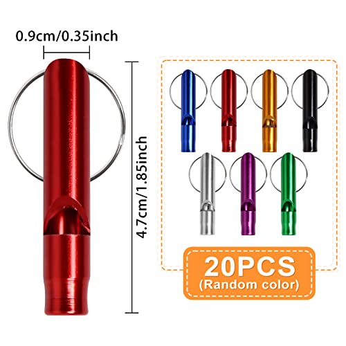 20-Pcs-Extra-Loud-Aluminum-Whistles-with-Key-Chain-Emergency-Whistles-for-Camping-Hiking-Hunting-Sports-and-Emergency-SituationsSturdy-and-LightMultiple-Colors