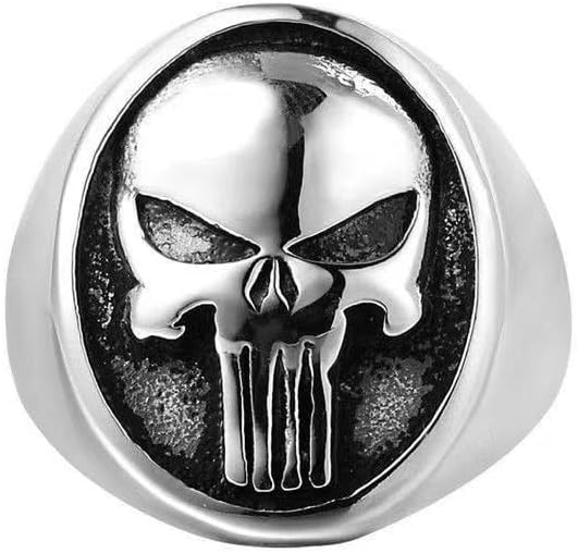 Punisher Multi Colors Skull Punk Motorcycle Biker Stainless Steel Rings US Size 7-13