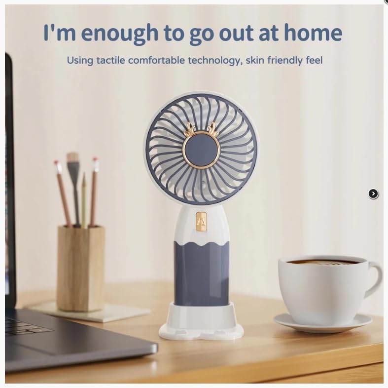 Image of MIRADH Mini Handheld Fan (Upto 2 Hours Running) Rechargeable Battery Operated Portable Fan, Desk Fan, Carry It Anywhere (SKY BLUE)