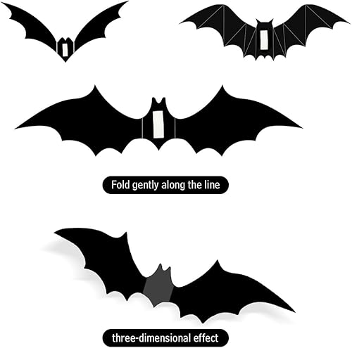 Miniatura 5 de 100 piezas de murciélagos para decoración de Halloween, murciélagos 3D, decoración de pared de PVC, calcomanías para Halloween, hogar, baño,