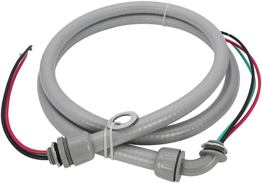 Z 3/4" 6FT 6 Pack, #8THHN Wire-Non-Metallic Connectors,Liquid Tight Hook-Up Whip, A/C Hook-up Whip Kit