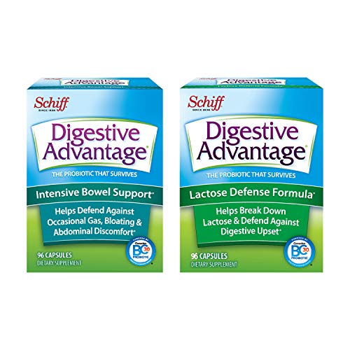 Digestive Advantage 96 Capsules Intensive Bowel Support Probiotic Supplement and Digestive Advantage (96 Capsules) Lactose DefenseÂ Lactase Capsule