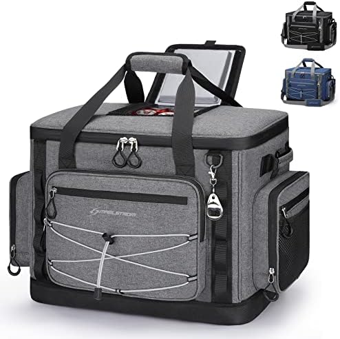 Maelstrom Soft Cooler Bag,Soft Sided Cooler,Insulated Hard-Bottom Beach Cooler,Ice Chest,Large Leakproof Camping Cooler,Portable Travel Cooler for Camping,Grocery Shopping,Gray,40 Can