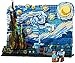 Blocchi di Costruzione Van Gogh Cielo Stellato Mondo Moc Dipinto Famoso Piccole Particelle Giocattoli Educativi per Bambini Assemblaggio Modello 3D, Regalo di Natale, 1830 Pezzi