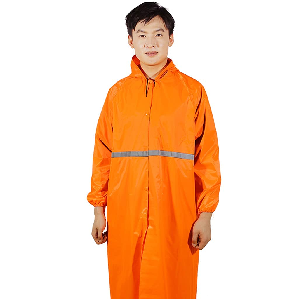 Poncho impermeable reutilizable de senderismo y pesca chubasquero naranja con capucha
